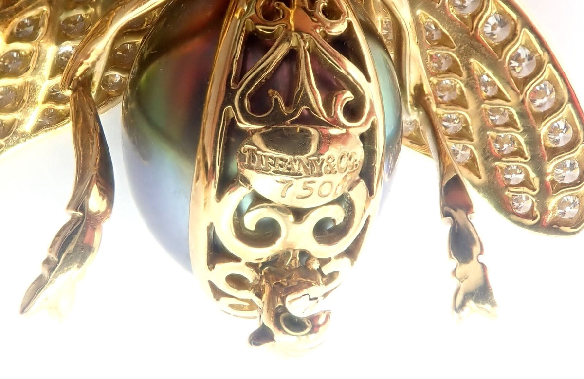 Authentic! Tiffany & Co 18K Yellow Gold Diamond Dogwood Flower Brooch Pin
